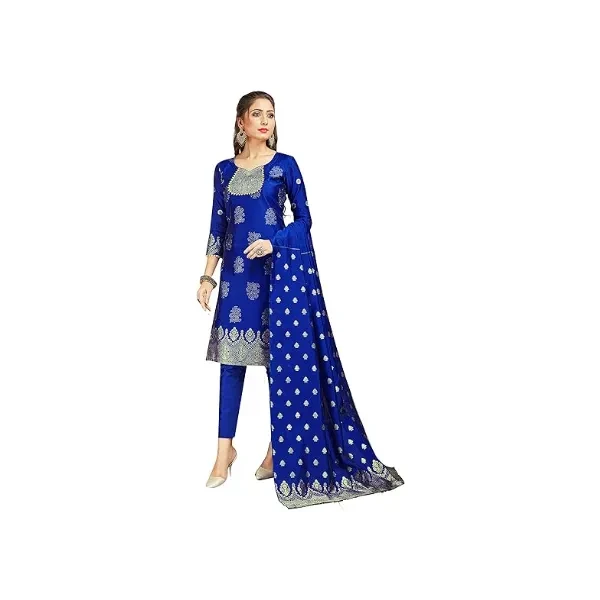 Pakistani Women's Readymade Dress Banarasi Art Silk Woven Salwar Kameez Silk Dupatta Stitched Suit