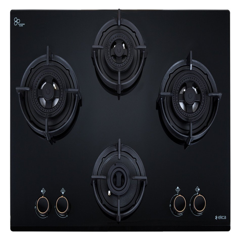 Elica Built-in Hob FLEXI DFS AB 4B 70 TX (4 Brass Burners, 70 cm, Toughened Glass, Auto Ignition)