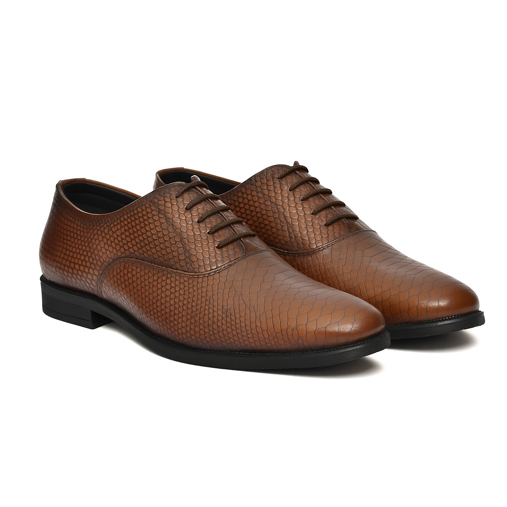 Classic Textured Leather Lace-Up Formal Shoes for Men