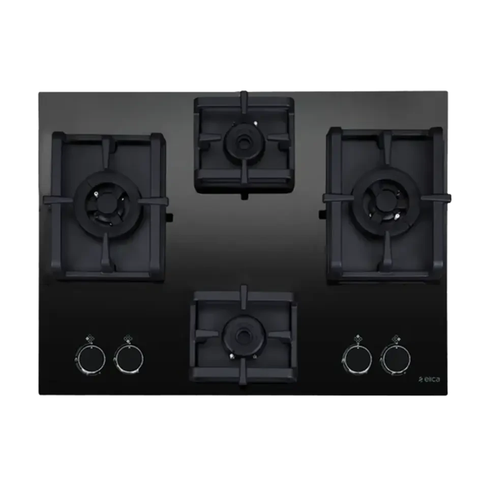 Elica Built FLEXI PRO MAX AB MFC 4B 70 DX Built-in Hob (4 Brass Burners, Black Glass Finish)