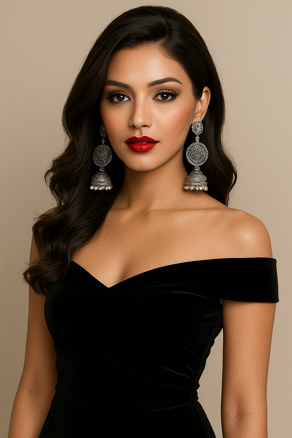 ntique Silver-Plated Jhumka Earrings with Pearl Drops