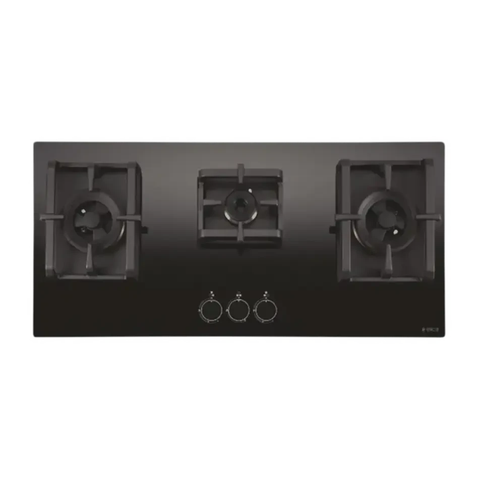 Elica Built PRO MAX FB MFC 3B 90 DX FFD Built-in Hob (3 Brass Burners, Black Glass Finish)