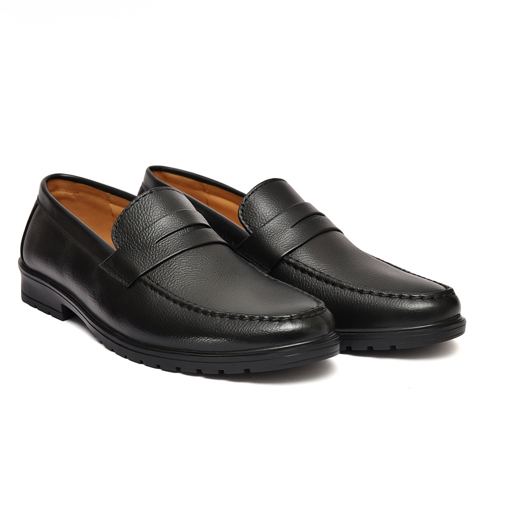 Classic Milled Leather Slip-On Loafers