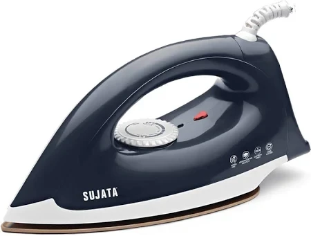 Sujata Smooth slide, 1100 Watts Double Coat Non Stick Stainless Steel Dry Iron (White,Orange)
